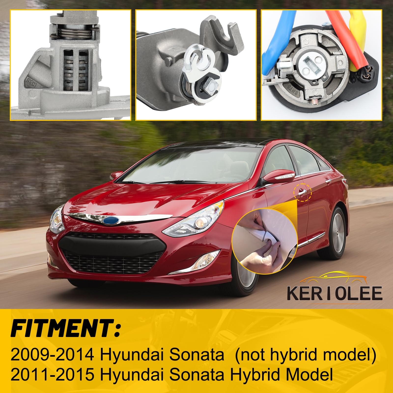 Hyundai Sonata & Sonata Hybrid Door Lock Cylinder with 2 Keys (2009-2015) - Replacement for OEM #81970-3SA00 & 81250-3SA00 - Front Left Driver Side Lock - Perfect for Car Security & Key Replacement Needs