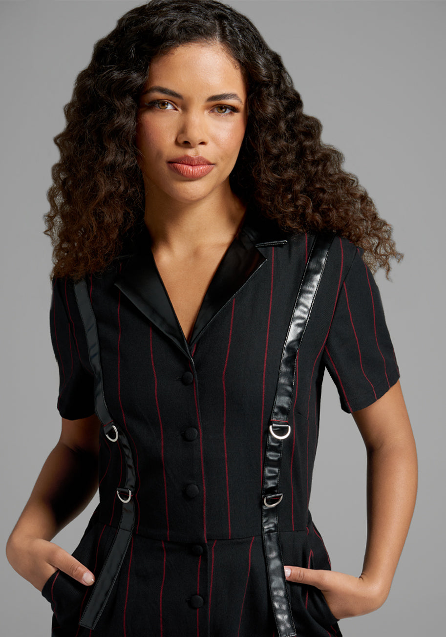 Stylish Pinstripe Jumpsuit for Women - Comfortable & Fashionable One-Piece Outfit - Perfect for Office, Party & Casual Wear