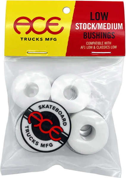 Ace Low Standard/Stock Bushings Kit 91a/86a White 2-Pair - Perfect for Skateboard Trucks & Longboard Maintenance