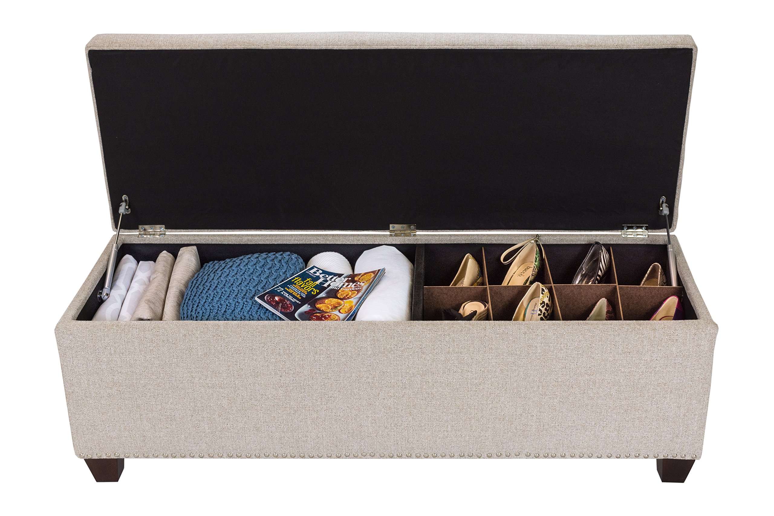 MJL Furniture Designs Upholstered Storage Bench with Lift Top - Camel Color, Bedroom Seat & Ottoman, Perfect for Small Spaces & Closet Organization