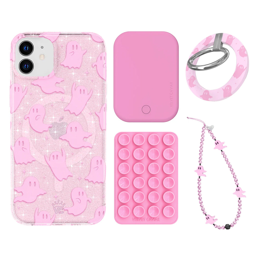 Ghosted Pink Glitter iPhone Case with Grip - Shockproof Protective Phone Cover for iPhone 13/14/15 Pro Max - Sparkly Glamorous Design for Women Girls (Perfect for Parties, Travel & Everyday Use)