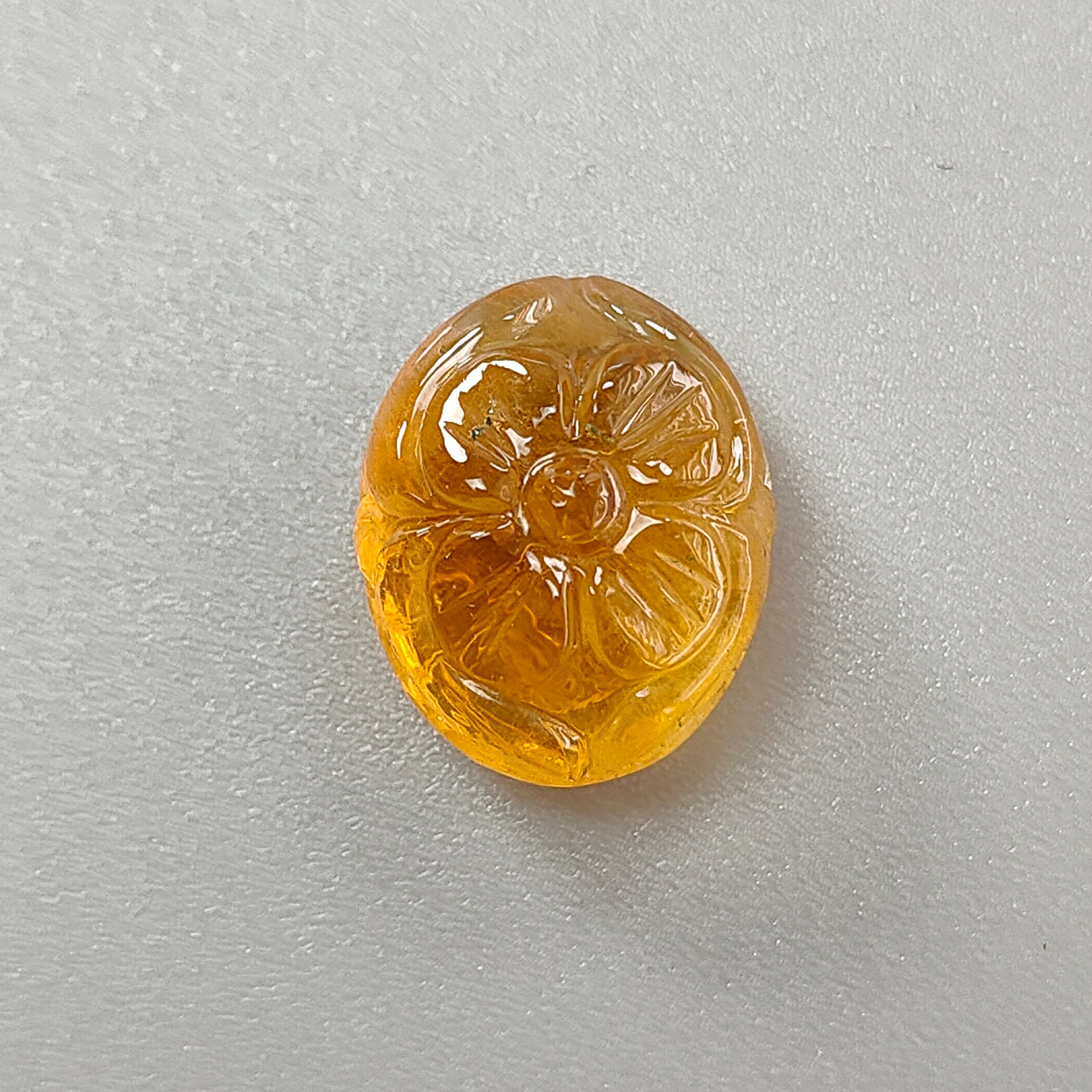 Natural Citrine & Amethyst Quartz Gemstone Carving - Untreated Oval Shape Handcrafted Jewelry Stone for Necklace, Ring & Spiritual Healing (1pc)