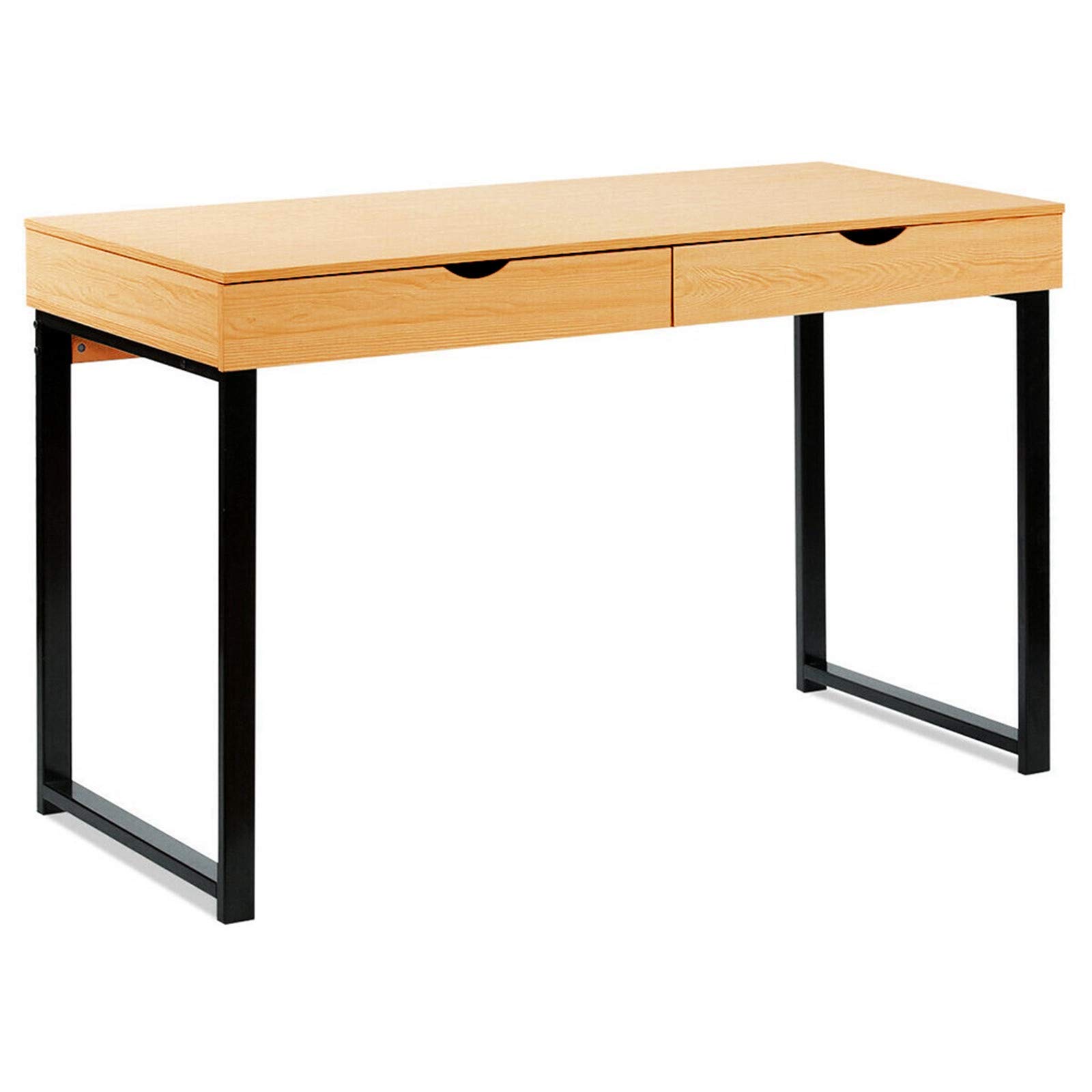 Modern White Computer Desk with 2 Drawers - Multifunctional Home Office Desk, Study Writing Table & Laptop Workstation for Small Spaces (Yellow, One Size) - Perfect for Remote Work, Online Learning & Gaming Setup