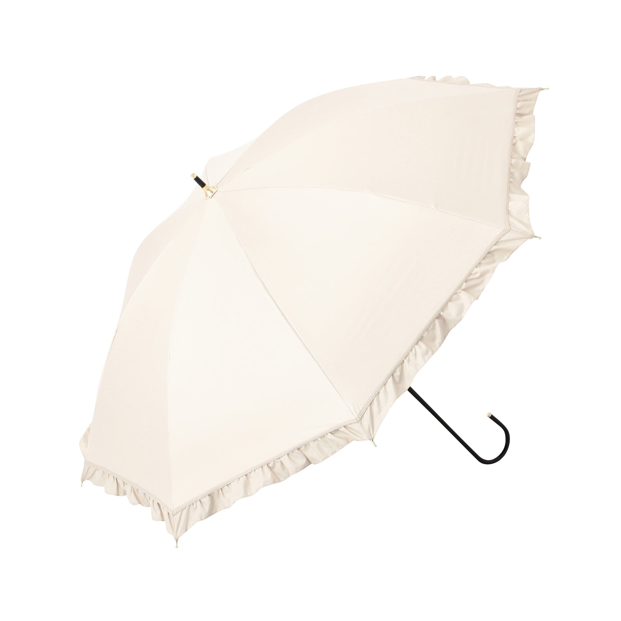 Classic Frill Long Umbrella 50Cm Beige - UV Protection & Waterproof for Sunny and Rainy Days - Perfect for Beach, Wedding, and Outdoor Activities