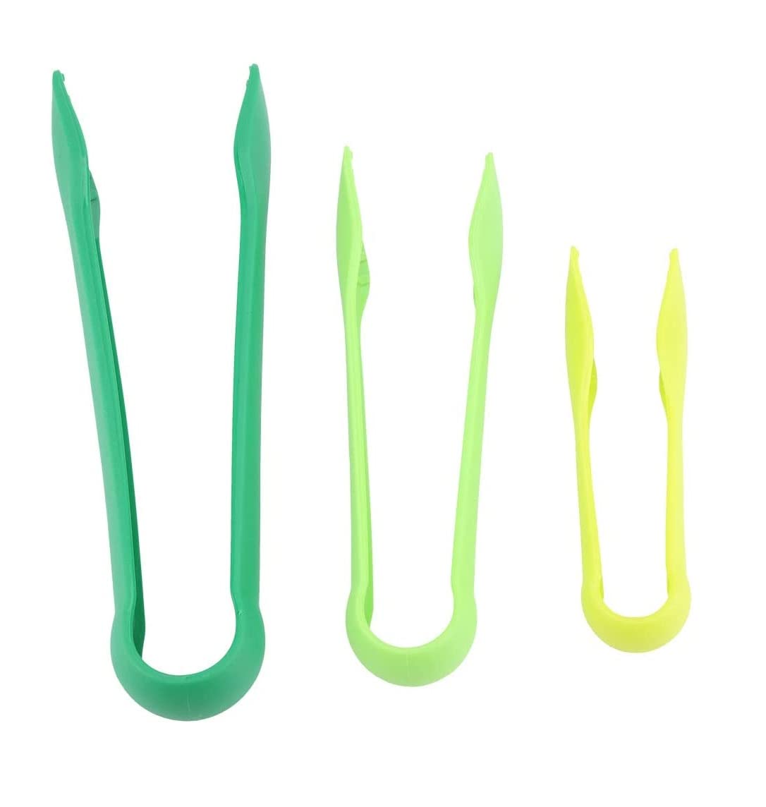 NAIDEV Heavy Duty Plastic Serving Tongs - Reusable Kitchen Utensils Set with Scalloped Design, Food Safe Material for Buffet, BBQ, Salad & Party Serving (Green)