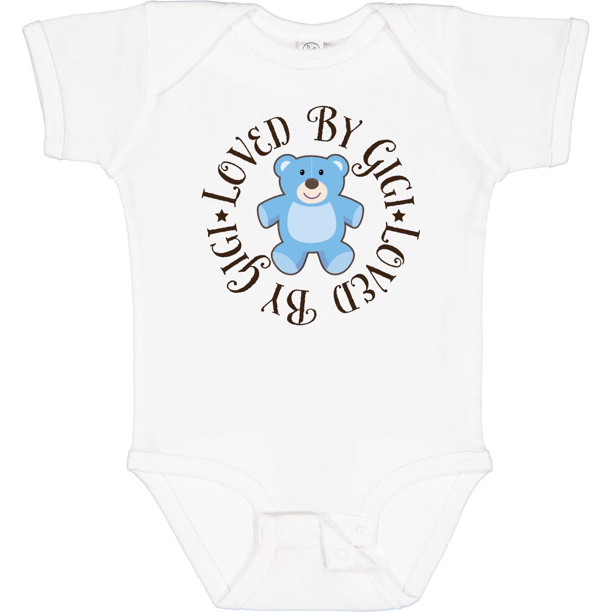 Inktastic Loved by Gigi Baby Boy Short Sleeve Bodysuit - Soft Cotton Onesie for Newborns, Infants & Toddlers - Perfect for Playdates, Family Photos & Everyday Wear