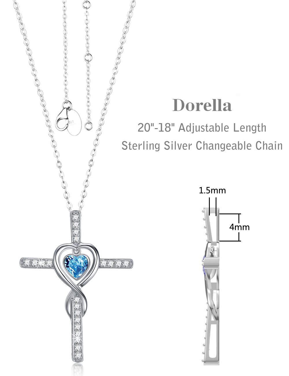 Dorella Love Infinity Necklace - April & May Birthstone Jewelry for Women, 925 Sterling Silver with Simulated Emerald & Diamond - Perfect Birthday Gift for Wife, Mom, Girlfriend - Ideal for Anniversaries, Valentine's Day & Special Occasions