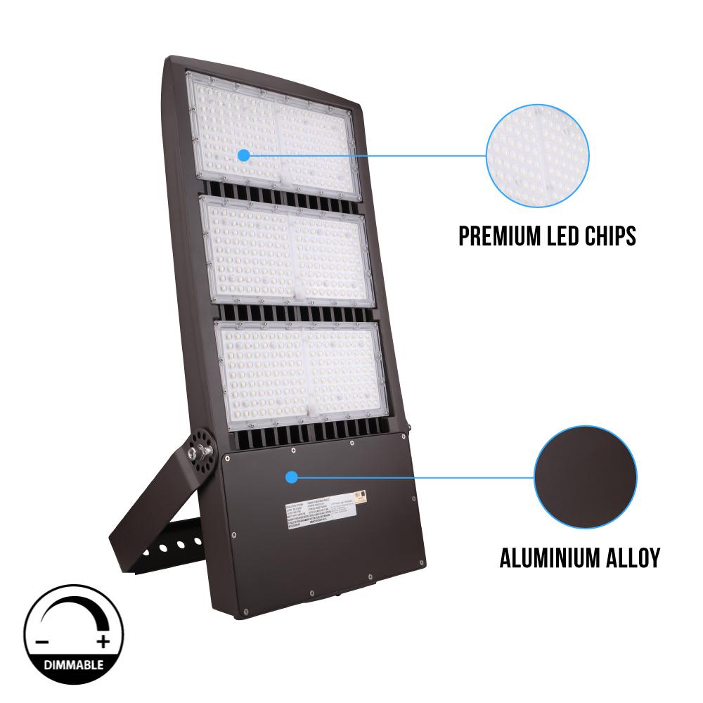 450W LED High Output Flood Light with Photocell - 5700K Daylight White - AC277-480V High Voltage - Dusk to Dawn Security Light - IP65 Waterproof - Bronze Finish - 20KV Surge Protector - for Garden, Yard, Parking Lot, Stadium & Arena Lighting (Outdoor Security & Landscape Illumination)