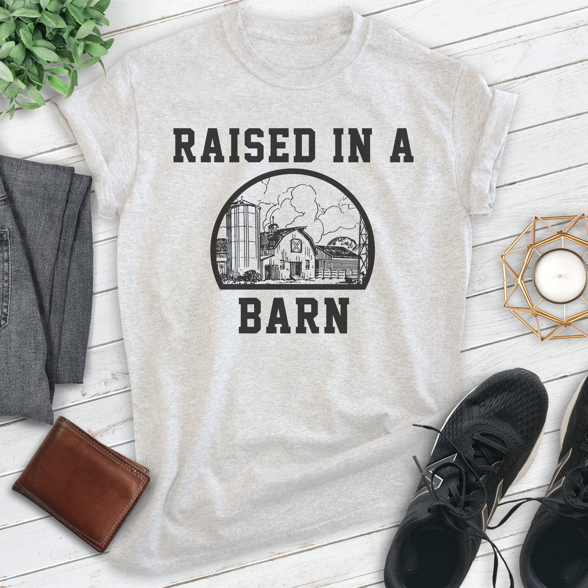 EVERTREE CLOTHING Raised in A Barn Shirt - Unisex Farm & Country Style T-Shirt for Men & Women - Comfortable Casual Wear for Farmers, Ranchers & Outdoor Enthusiasts - Perfect for Farm Work, Country Events & Everyday Rural Lifestyle