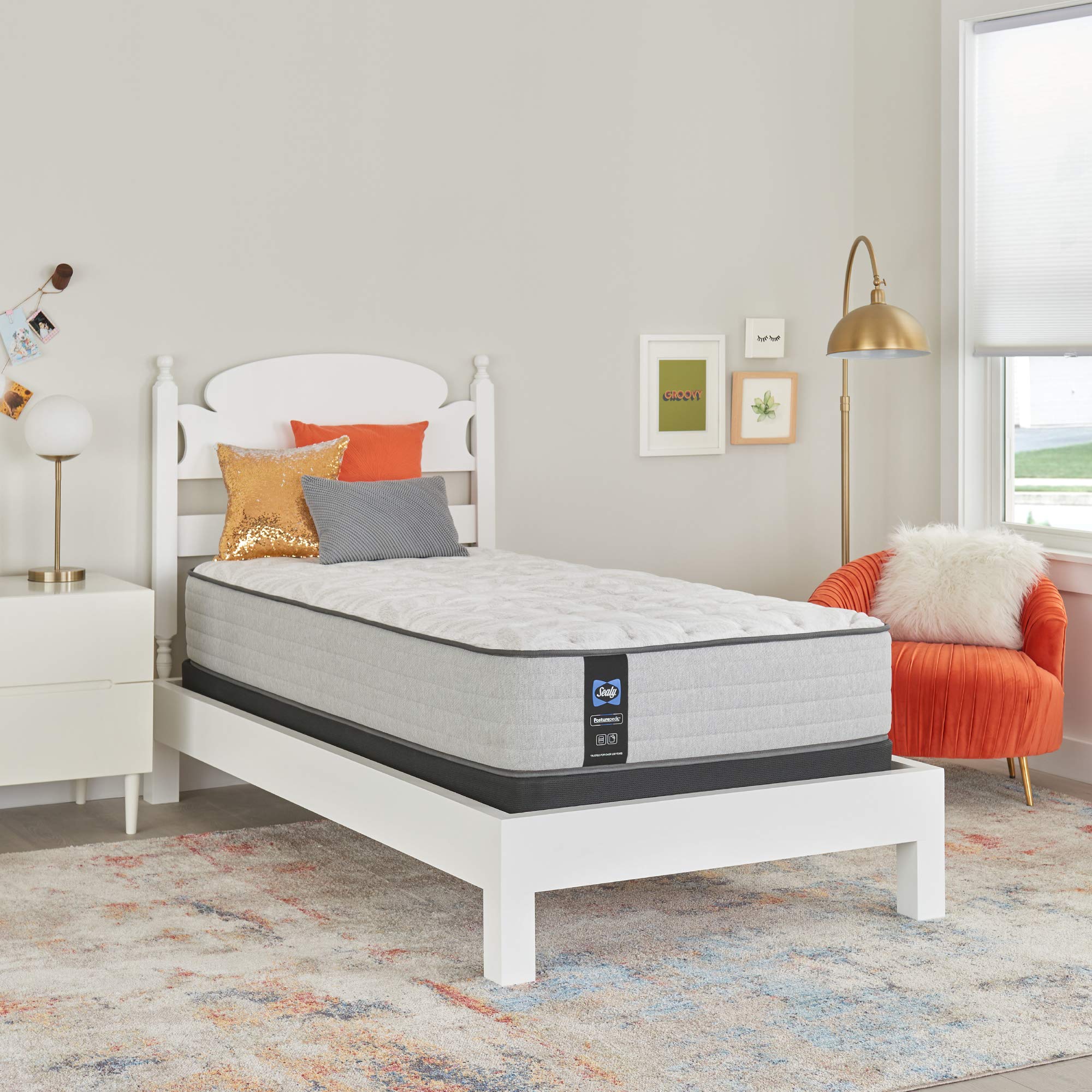 Sealy Posturepedic Firm Feel Twin Mattress - Premium Support for Back Pain Relief & Pressure Relief, Ideal for Guest Rooms, Kids' Beds & Small Spaces (Spring Summer Rose Design)
