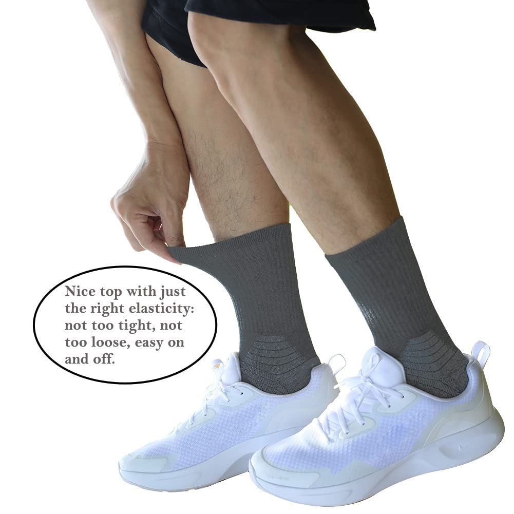 Men's Work Socks - 6 Pairs Cotton Crew Cushioned Socks with Ankle Support for Construction, Warehouse & Outdoor Jobs | Durable & Comfortable Workwear