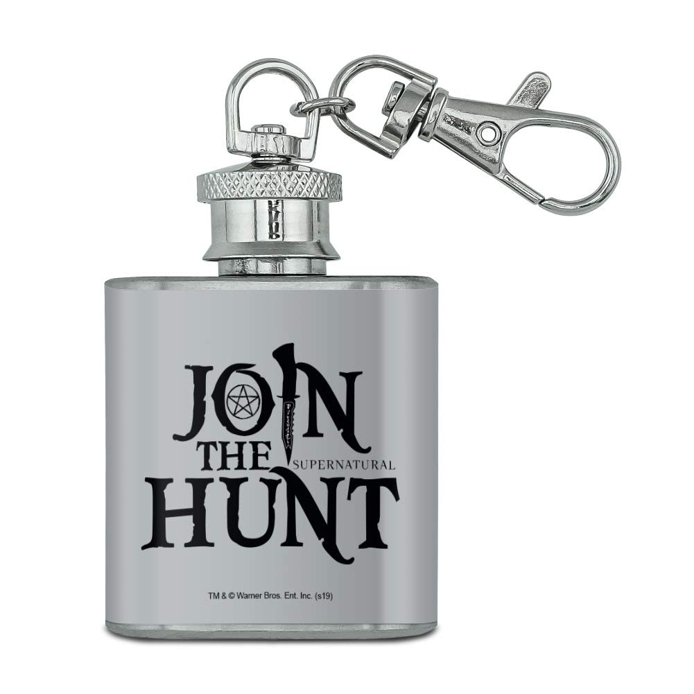 Supernatural Join the Hunt 1oz Stainless Steel Mini Flask Keychain - Perfect for Outdoor Adventures, Camping & Gifts for Fans
