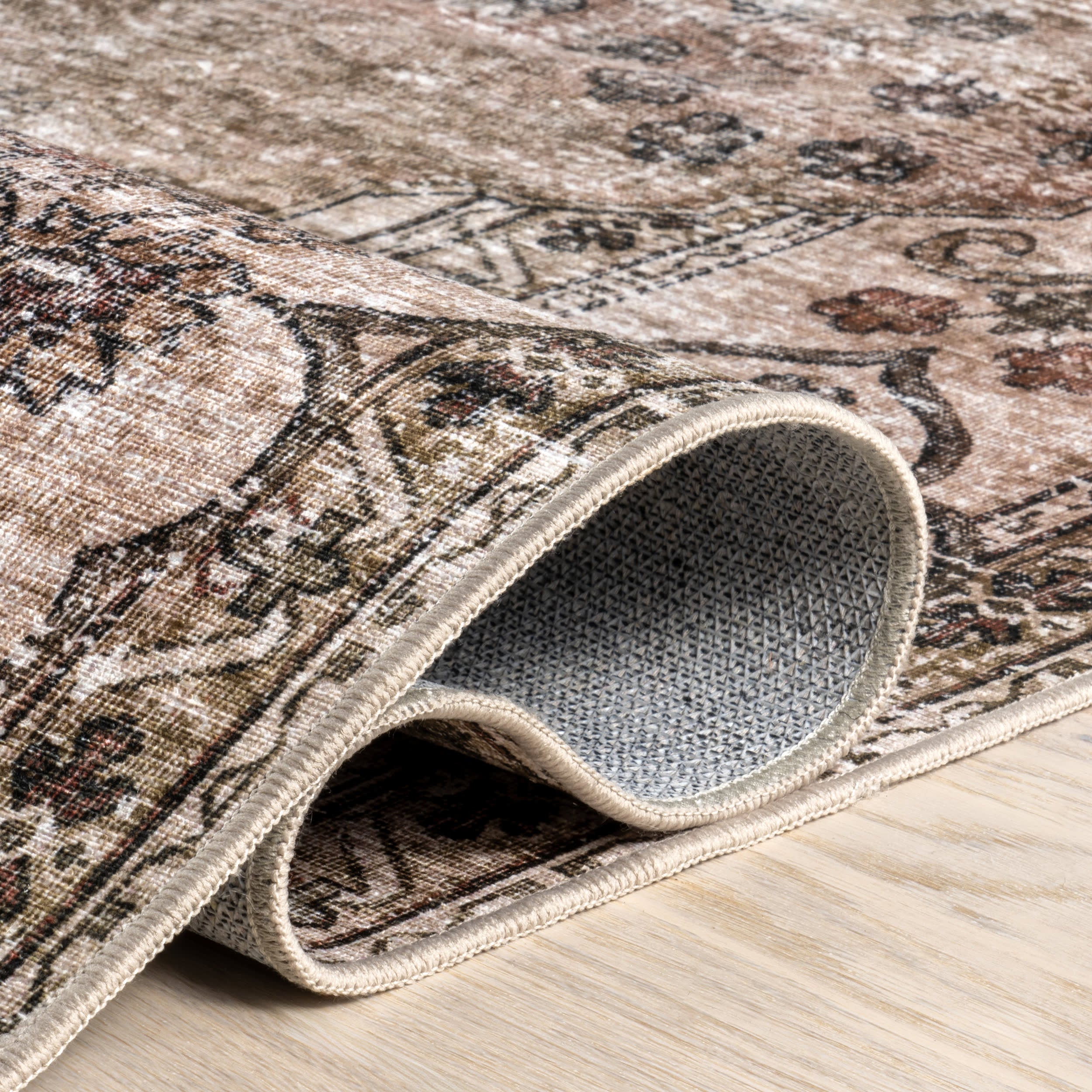 Audrina Persian Spill Proof Washable Rug - Stain Resistant Non-Slip Area Rug for Living Room, Bedroom, Dining Room - Soft Beige Home Decor