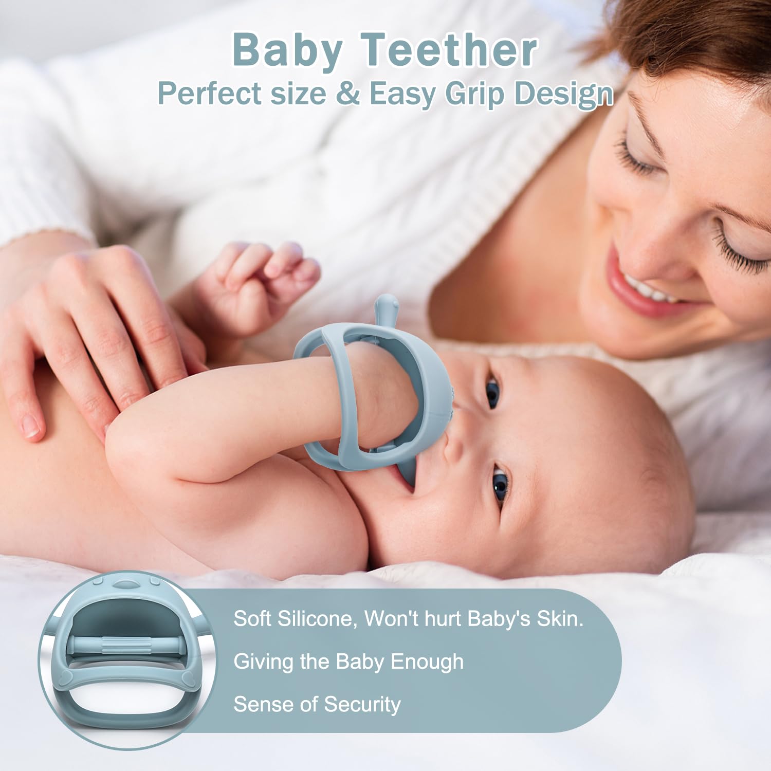 3 Pack Baby Teething Mittens with Fruit Feeder & Freezer Tray - BPA Free Silicone Teething Toys for Infants 3+ Months - Includes Extra Silicone Sacs - Perfect for Soothing Sore Gums & Introducing Solid Foods