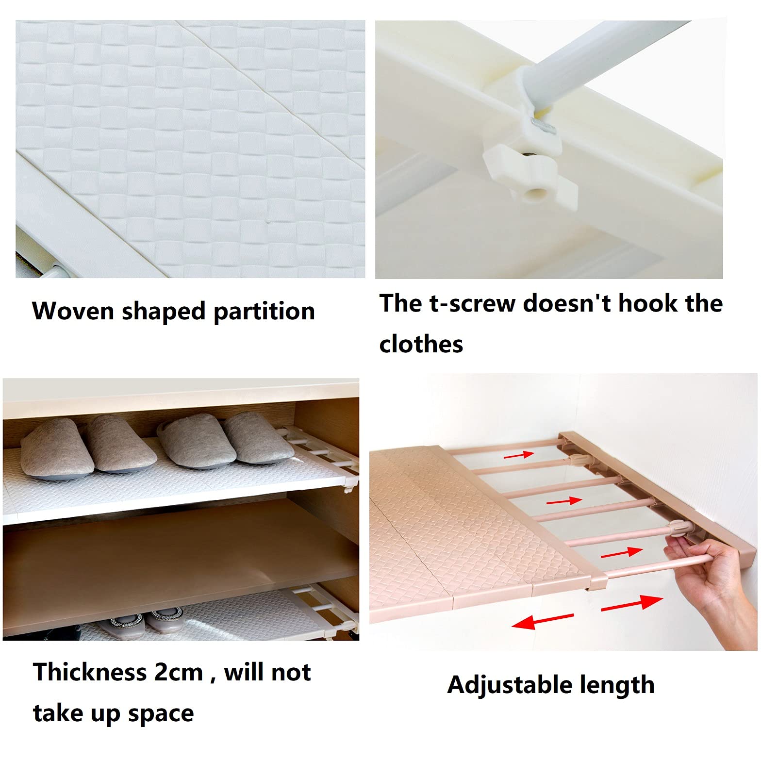 Wall Mounted Adjustable Closet Organizer Shelf - White Space Saving Storage Rack for Kitchen, Wardrobe & Cabinet (19.68-31.49