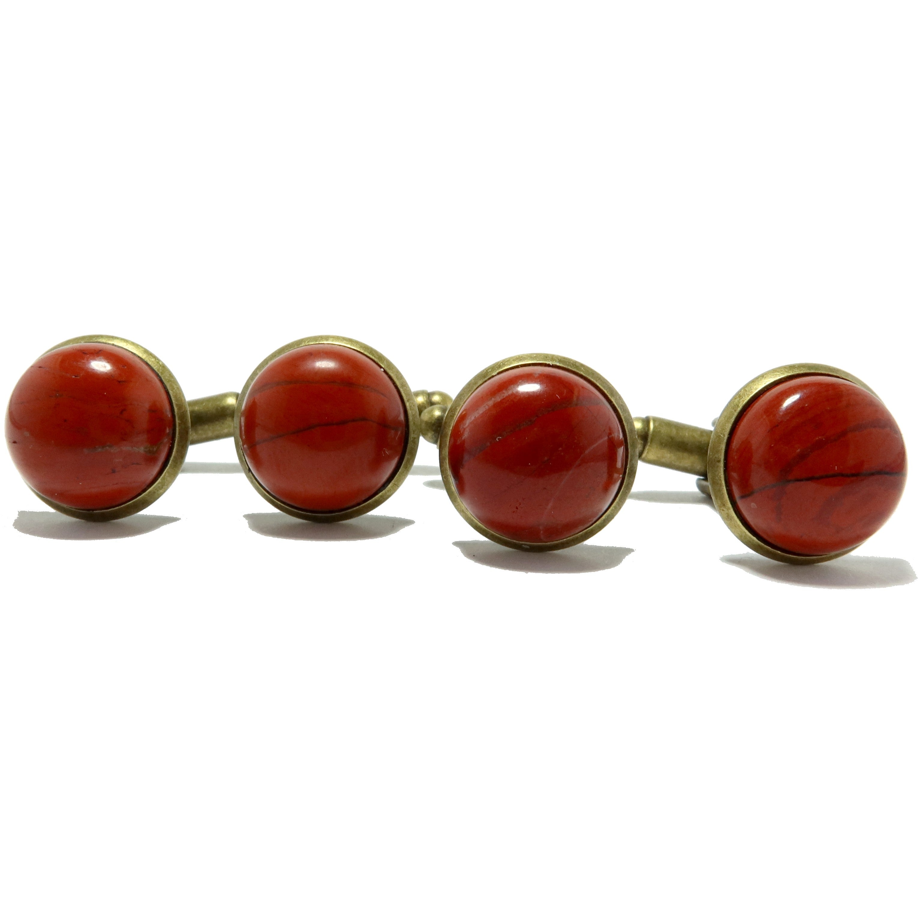 Red Jasper Cufflinks for Men - Natural Energizing Stone Jewelry in Antiqued Bronze Finish - Perfect for Weddings, Business Meetings & Formal Occasions