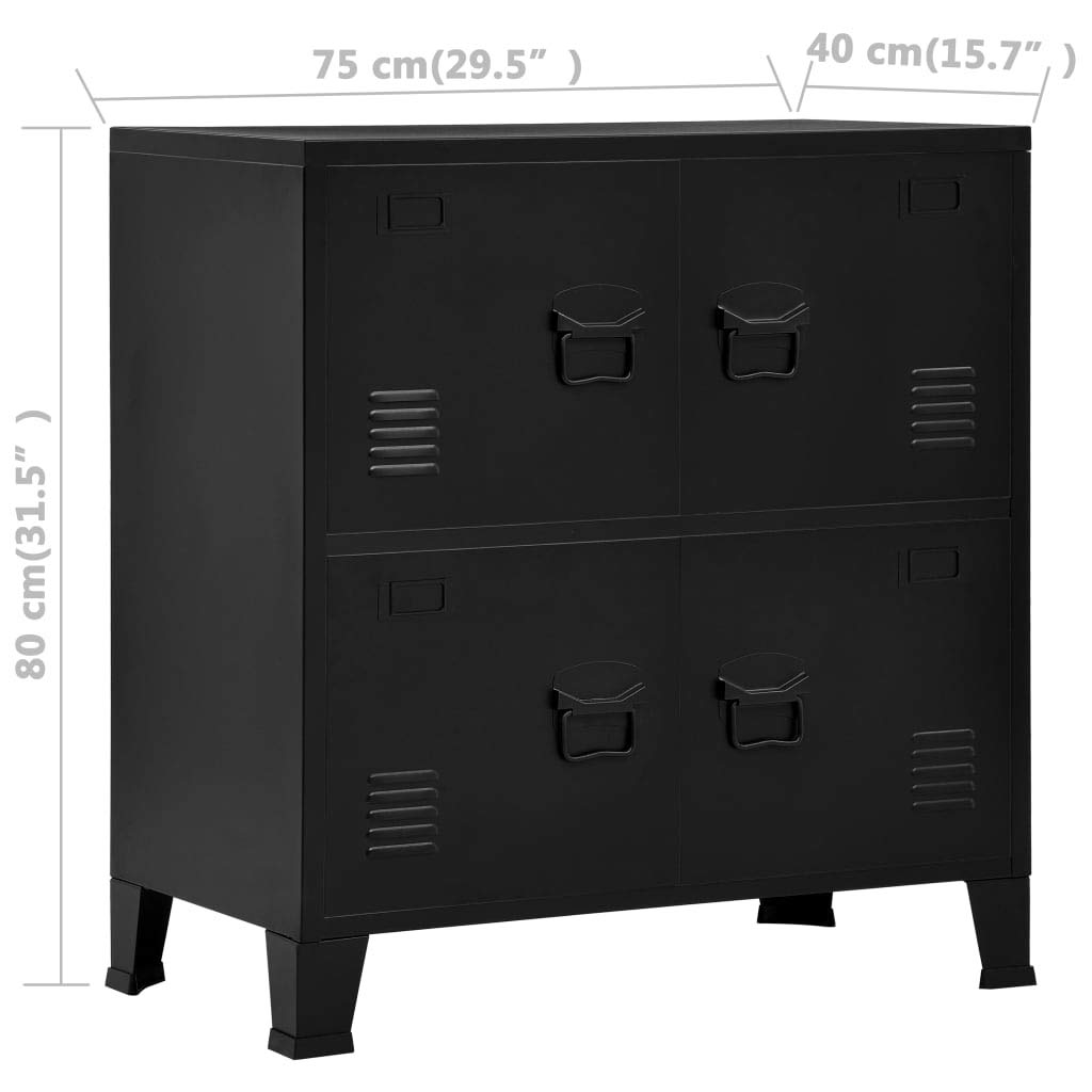 4-Door Black Steel Metal Storage Cabinet - 29.5