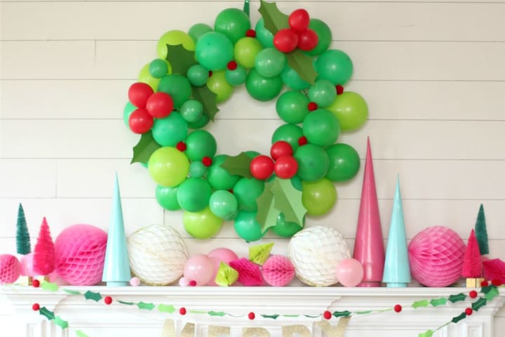 Festive Christmas Wreath with Red Berries & Holly Leaves - Holiday Door Decor for Front Porch, Fireplace & Seasonal Home Decoration