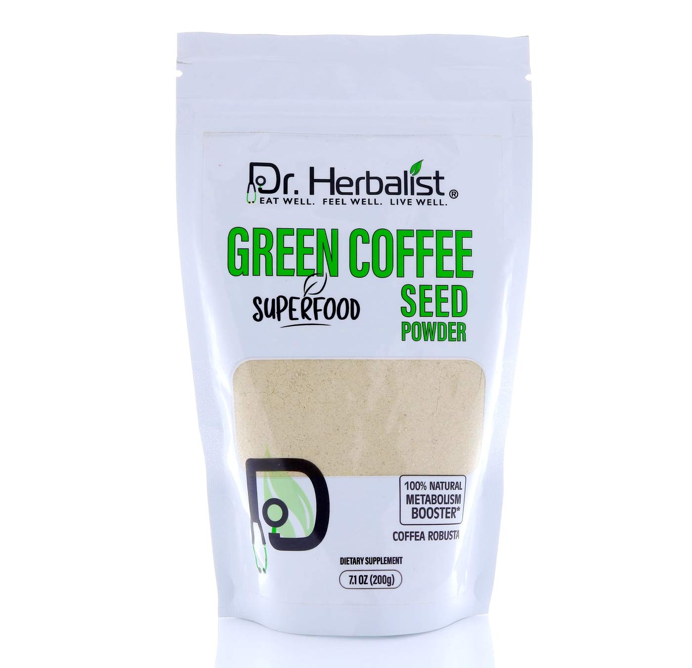 Organic Green Coffee Bean Powder - 100% Pure Robusta Coffee Extract - 200g for Weight Loss & Energy Boost - Perfect for Detox, Smoothies & Healthy Lifestyle