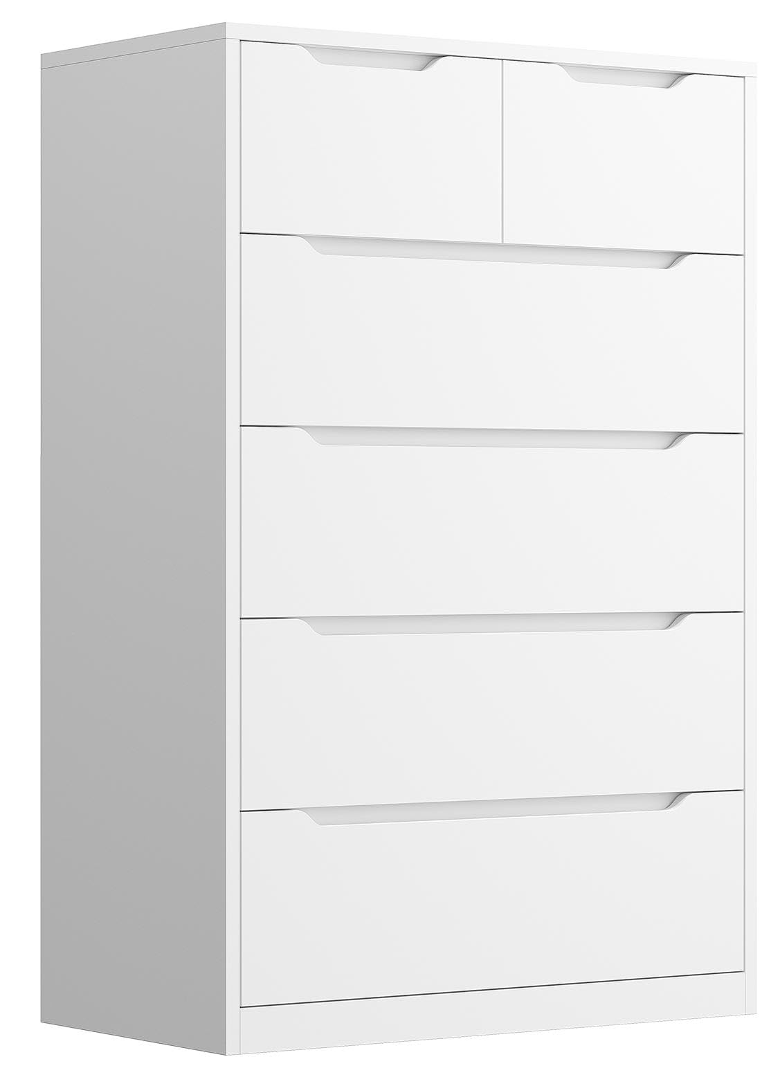 EnHomee 6-Drawer Modern Dresser for Bedroom - White Chest of Drawers with Large Storage Organizer, Deep Drawers & Smooth Metal Glides - Perfect for Bedroom, Nursery, or Dorm Organization