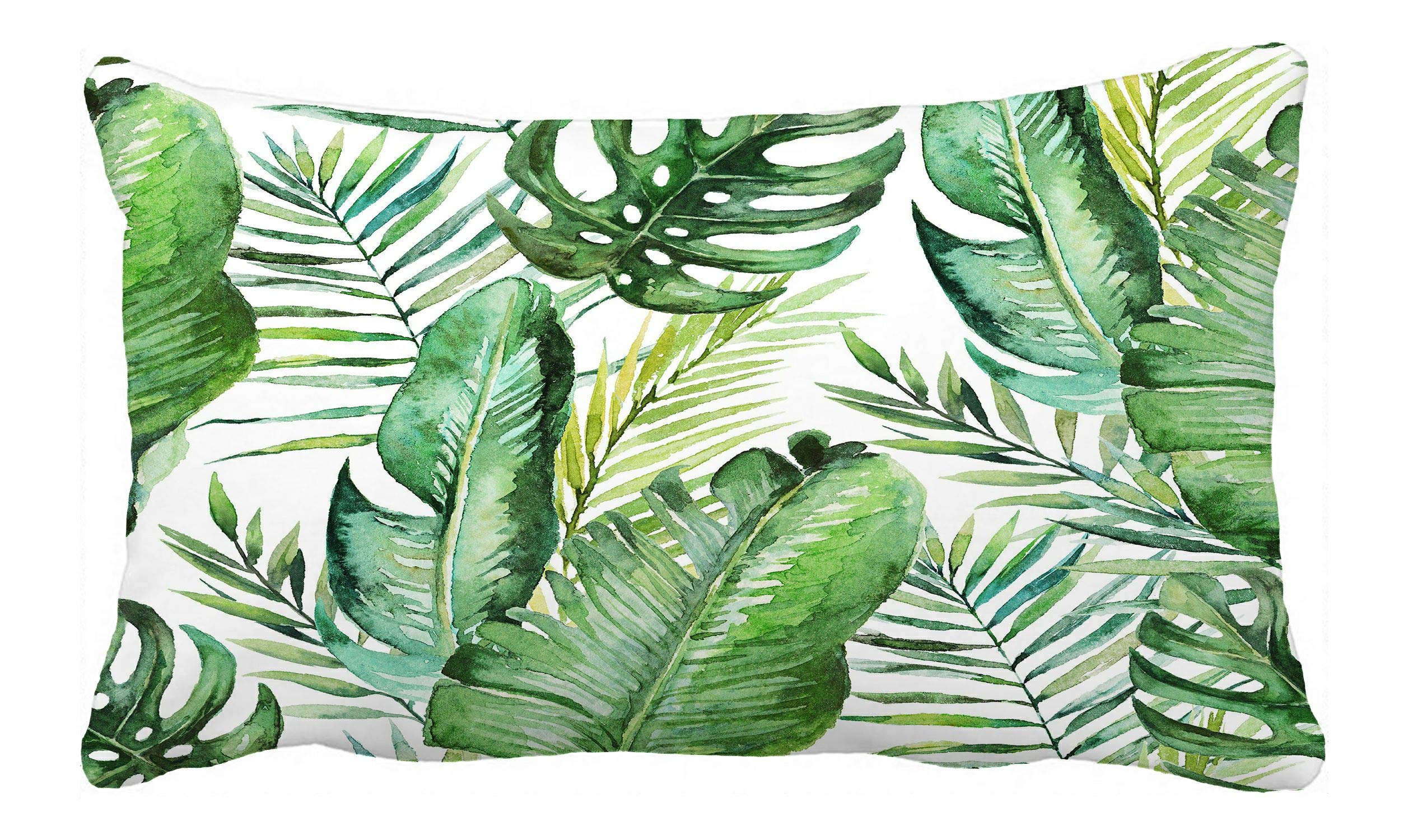 ABPHQTO Green Tropical Palm Leaves White Pillow Case Cover - 20x30 Inch Reversible Couch & Bed Pillow Protector for Living Room, Bedroom Decor