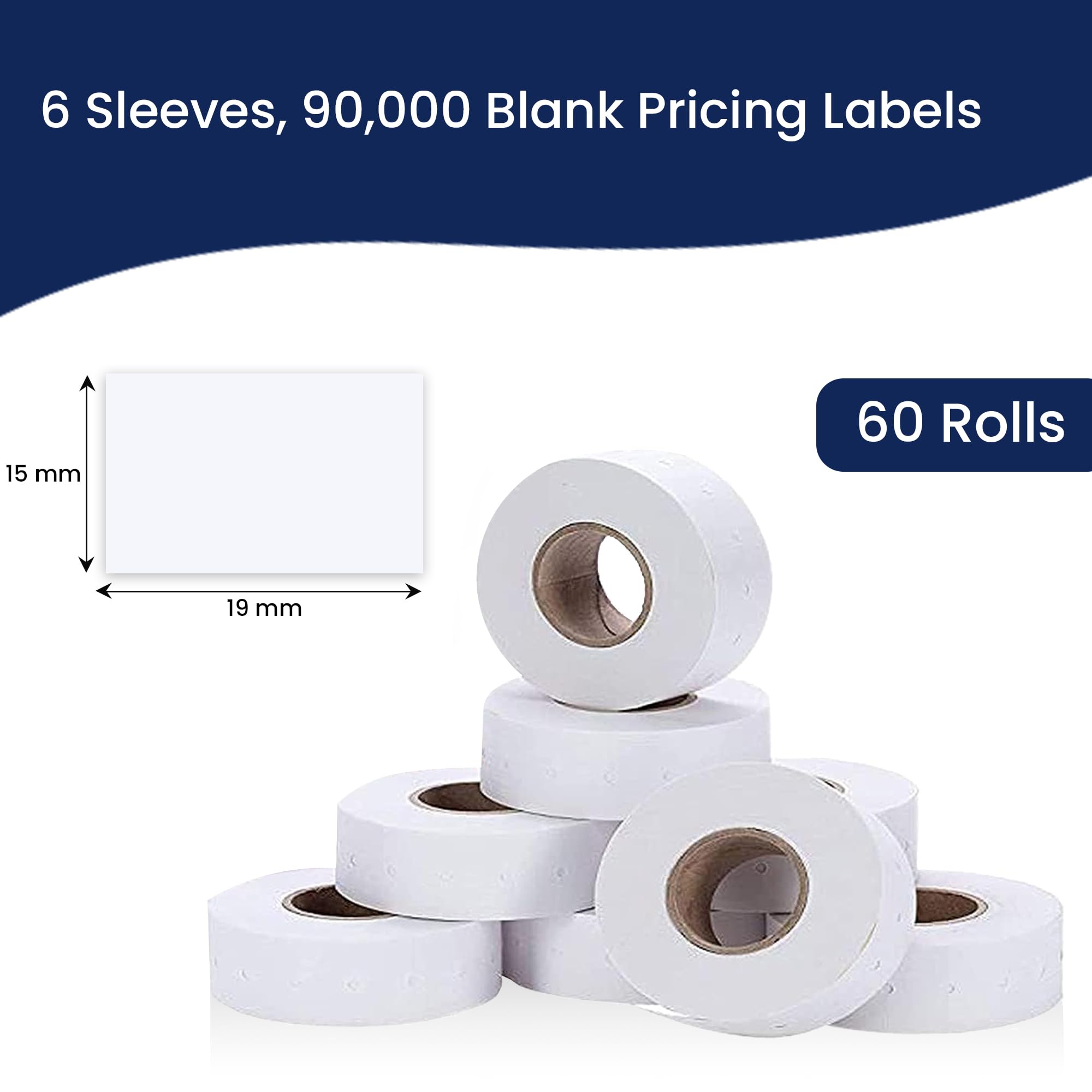 Perco White Pricing Labels for Monarch 1115 Price Gun - 10 Sleeves (150,000 Labels) - Includes Bonus Ink Roll - Perfect for Retail, Warehouse & Inventory Pricing
