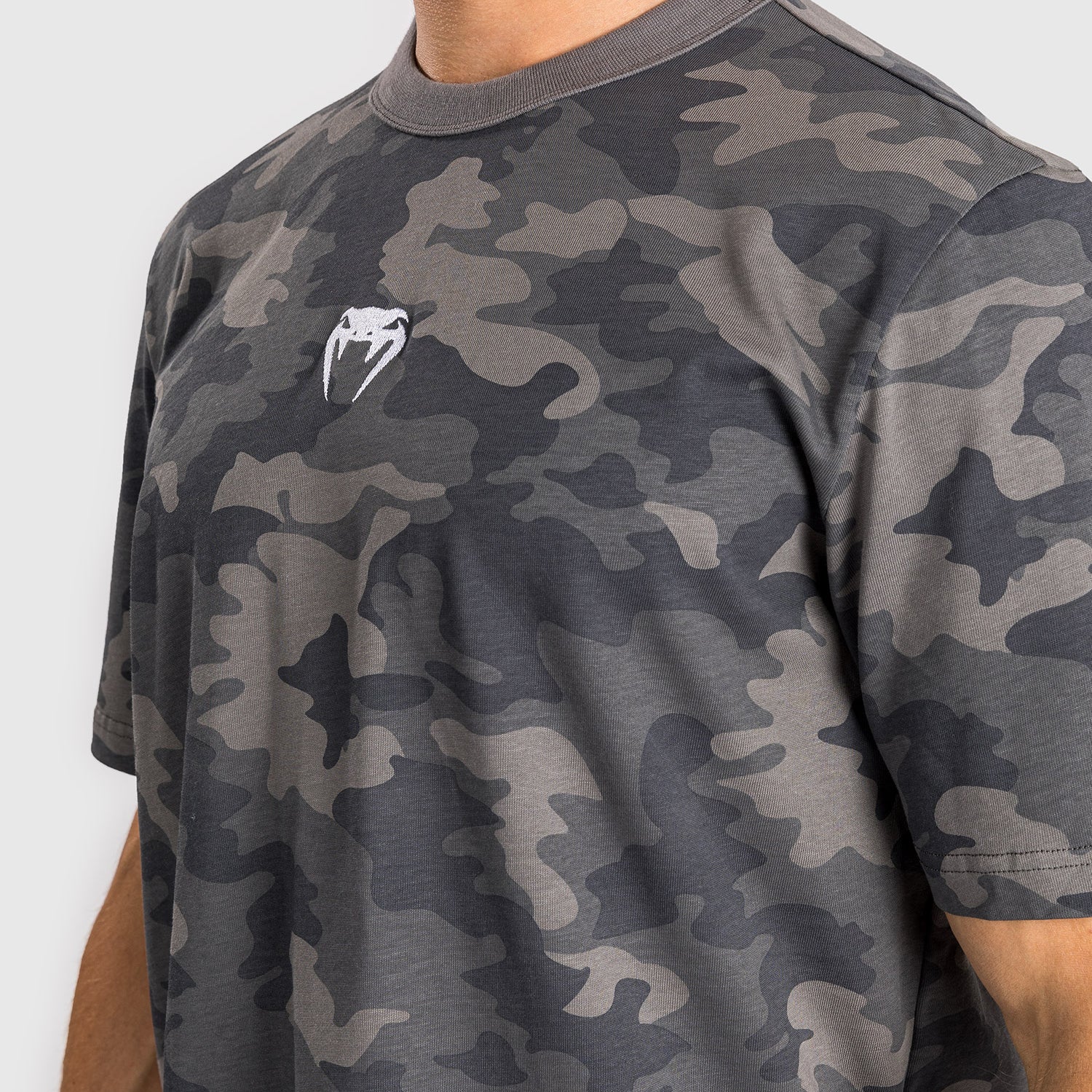 Venum Vortex XL Men's T-Shirt - Anthracite Camo Print MMA & Training Shirt for Combat Sports & Gym Workouts