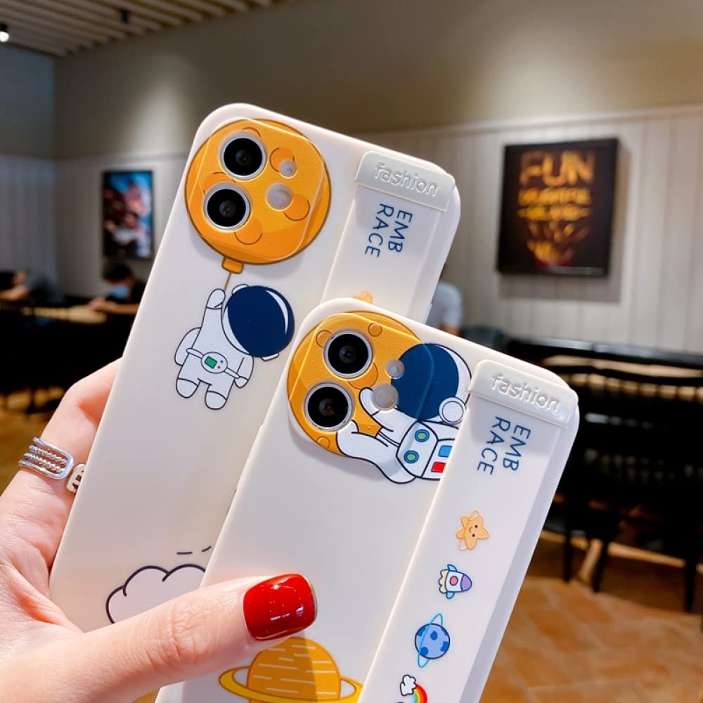 Cartoon Astronaut Planet Wristband Phone Case for iPhone 13 Pro Max/11/12 Pro Max/XS Max/XR/X/8/7 Plus - Soft Bumper Protective Cover (Compatible with iPhone 11 Pro) - Perfect for Space Lovers & Everyday Use