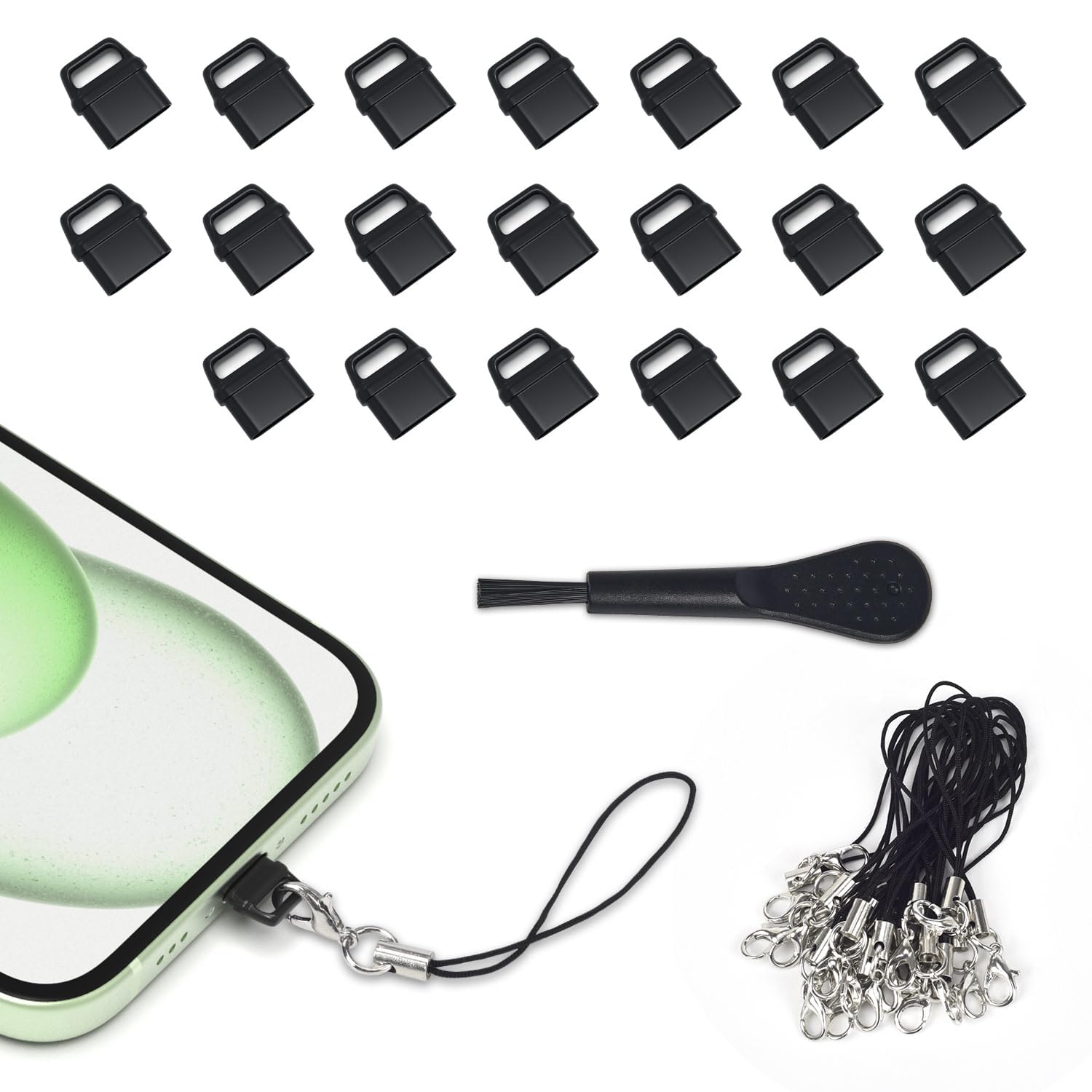 20 Pack USB C Dust Plugs & Port Covers - Compatible with Samsung Galaxy S25/S24/S23-S20, MacBook, Google Pixel, Moto G, TCL, UMIDIGI & OnePlus - Secure Fit with Easy-Grip Tab - Perfect for Travel, Office & Daily Device Protection
