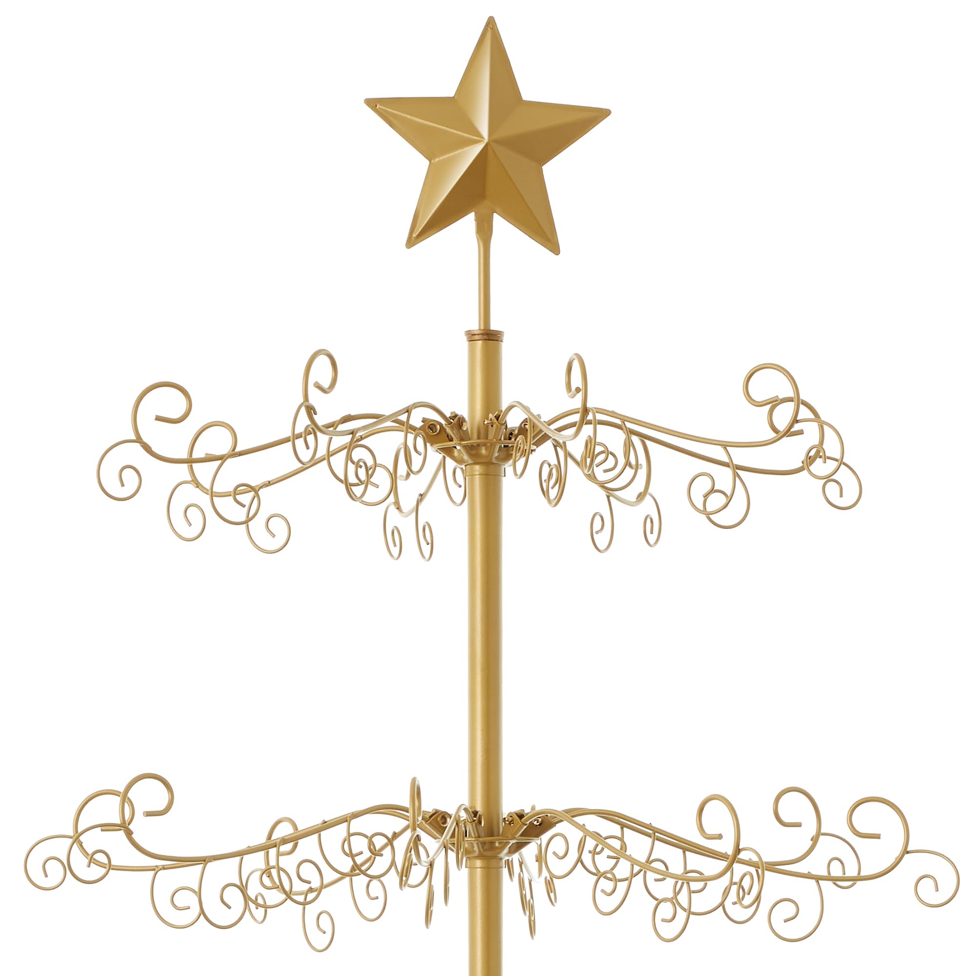 Casafield 6' Gold Wrought Iron Christmas Tree Ornament Display Stand - Holiday Decor Organizer for Home, Party & Gift Showcase