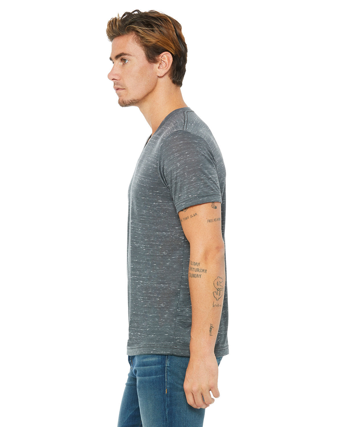 Bella + Canvas 3655C Unisex Textured Jersey V-Neck T-Shirt - Soft Comfortable Tee for Men & Women - Perfect for Casual Wear, Layering, and Everyday Outfits