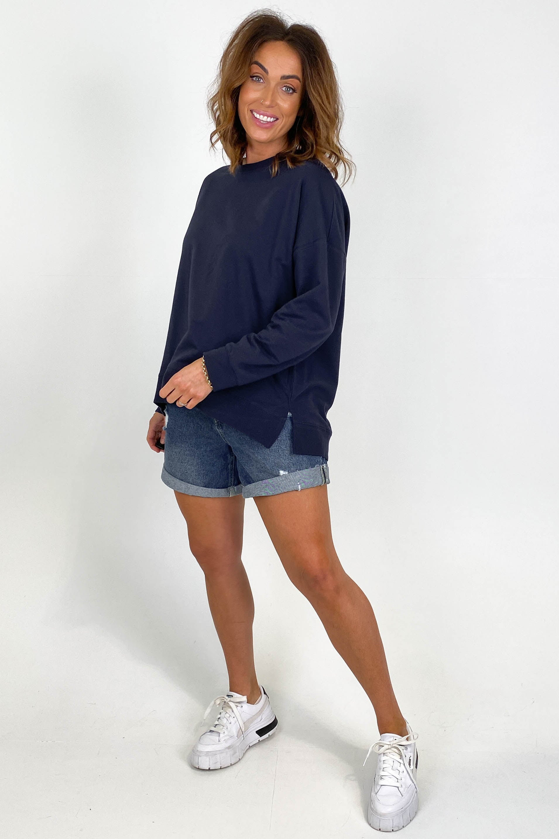 Betty Basics Sienna Sweat Navy - Women's Casual Pullover Hoodie for Everyday Comfort | Perfect for Lounging, Running Errands & Outdoor Activities