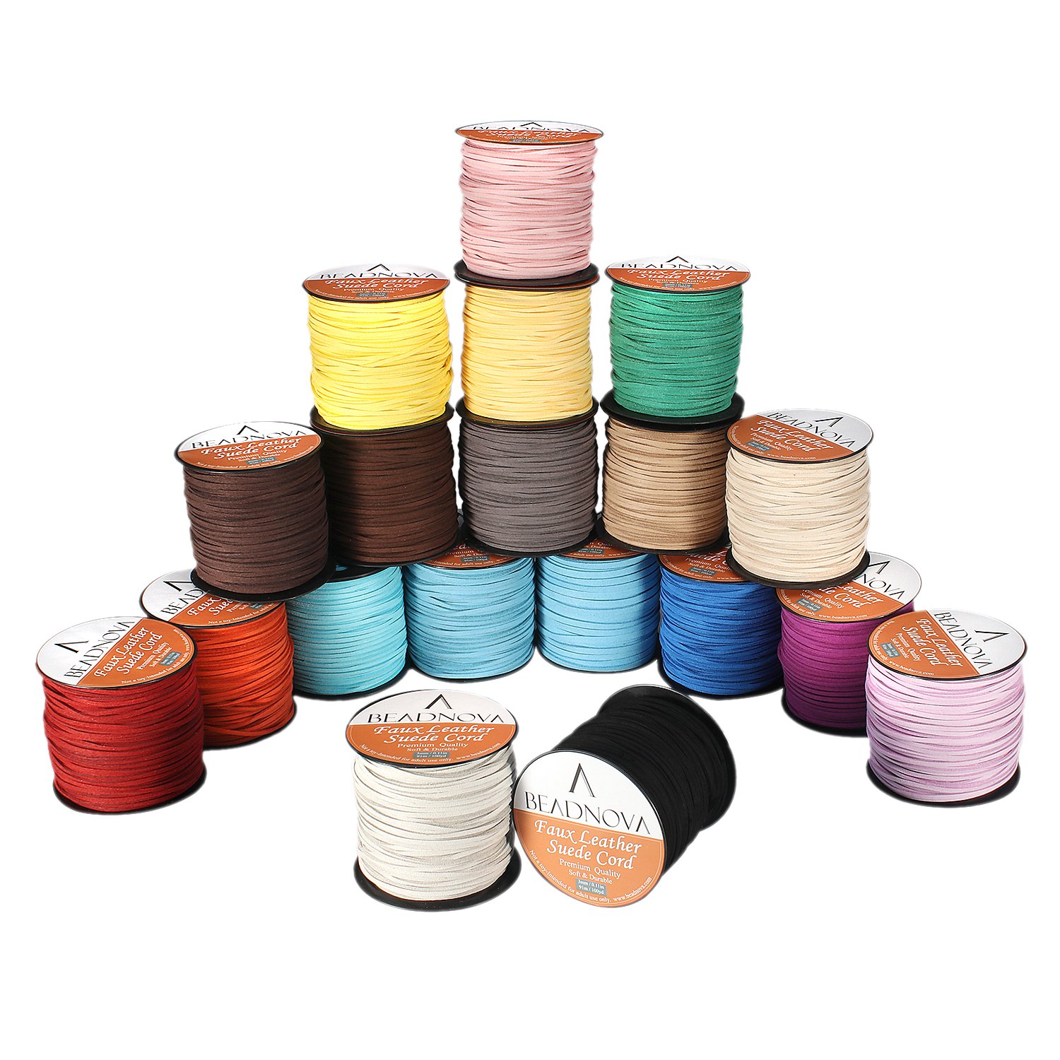 BEADNOVA 3mm Faux Suede Cord - 100 Yards Flat Leather Rope Spool for Necklace, Bracelet & Jewelry Making - Medium Brown - DIY Craft Supplies for Beading, Macrame & Home Decor Projects