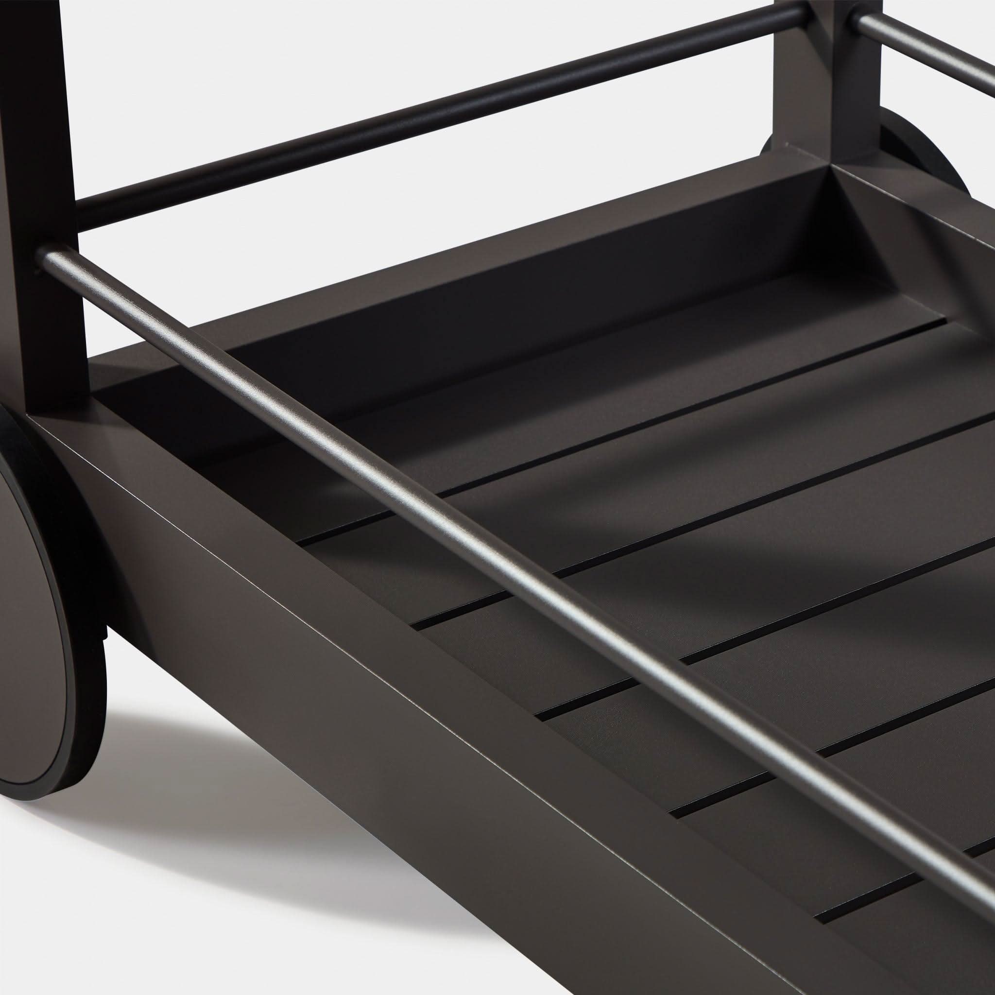 Modern Aluminum Slatted Bar Cart with Wheels - Portable Serving Cart for Home, Office, or Outdoor Entertaining - Perfect for Cocktails, Drinks, and Party Serving