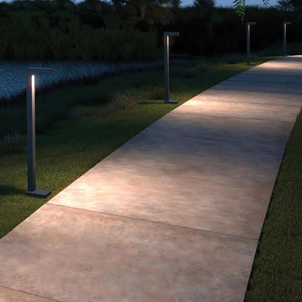 PLB10 LED Brass L-Shaped Low Voltage Landscape Lighting Pathway Light - Outdoor Garden, Walkway, and Driveway Illumination