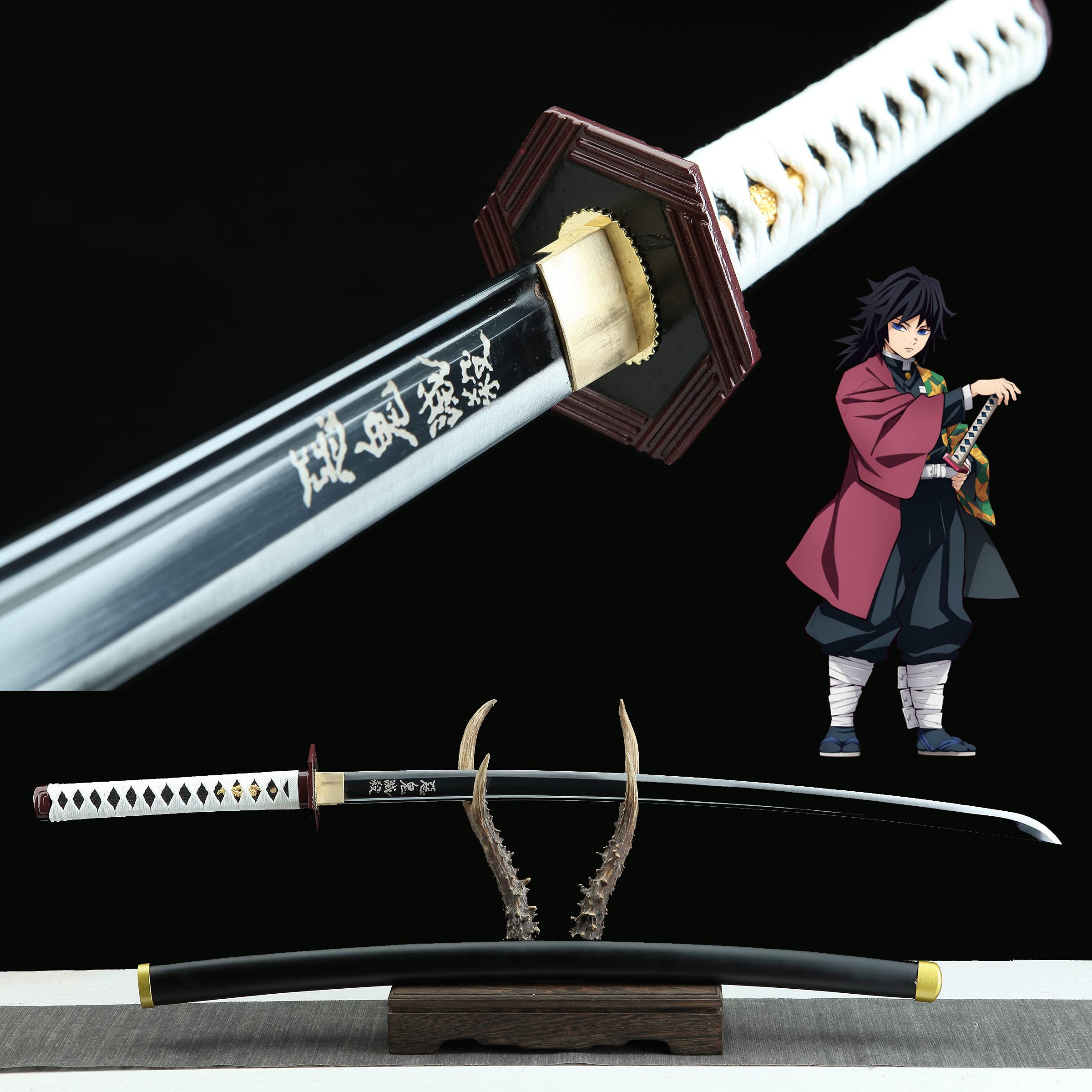 Demon Slayer Katana Sword - Kimetsu no Yaiba Tanjiro Kamado & Shinobu Kochou Cosplay Replica - High Carbon Steel Anime Collectible for Cosplay, Display, and Gift