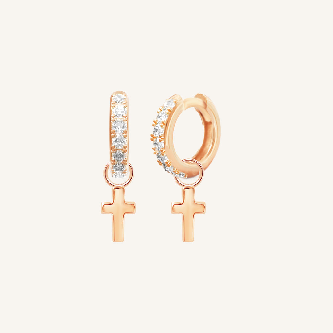 Sparkling Cross Crystal Hoop Earrings for Women - Elegant & Stylish Jewelry Gift for Christmas, Party, Wedding & Everyday Wear