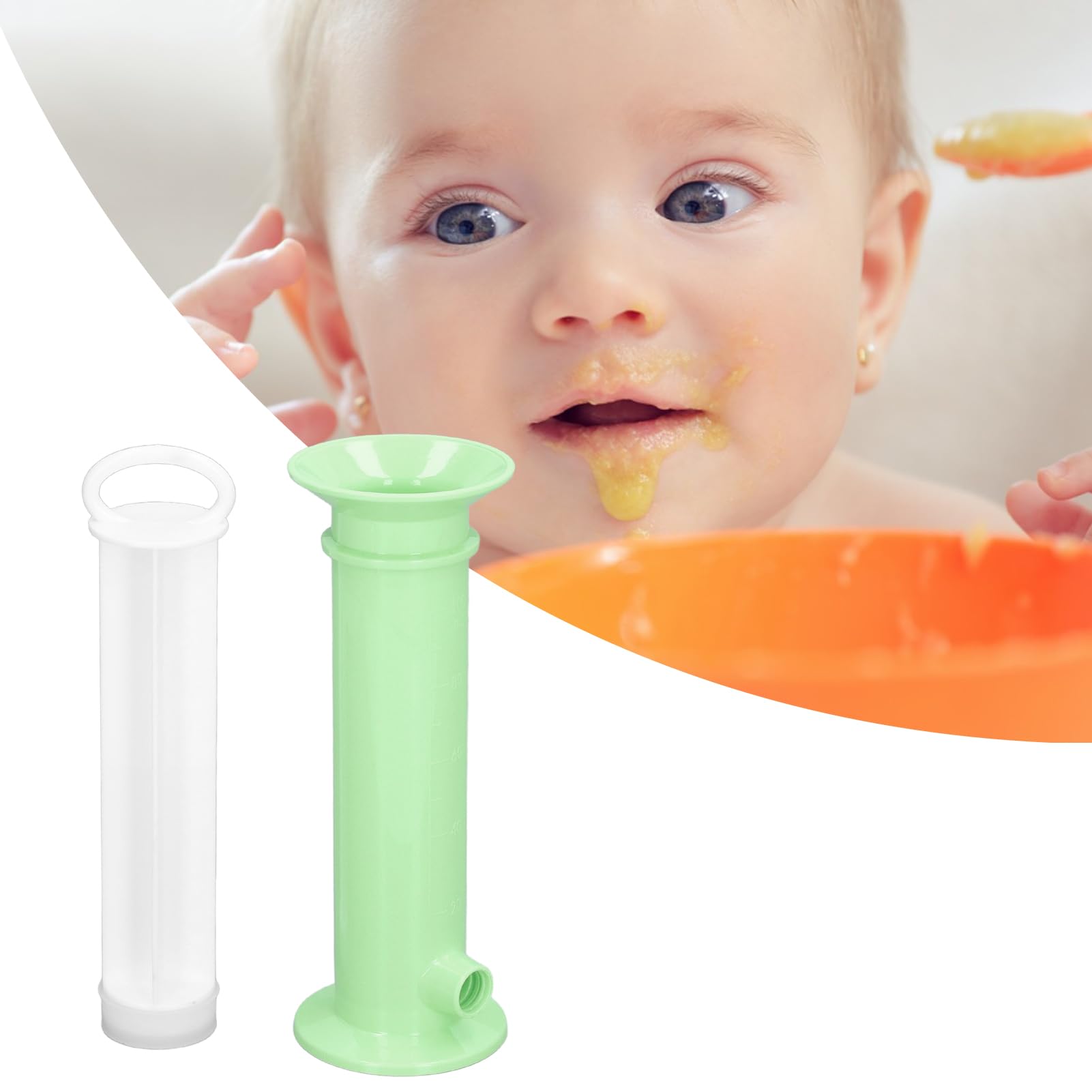 Baby Food Filling Machine - Plastic Nozzle for Homemade Puree | Green Baby Food Storage Bags | Perfect for DIY Organic Baby Food at Home & Daycare Use