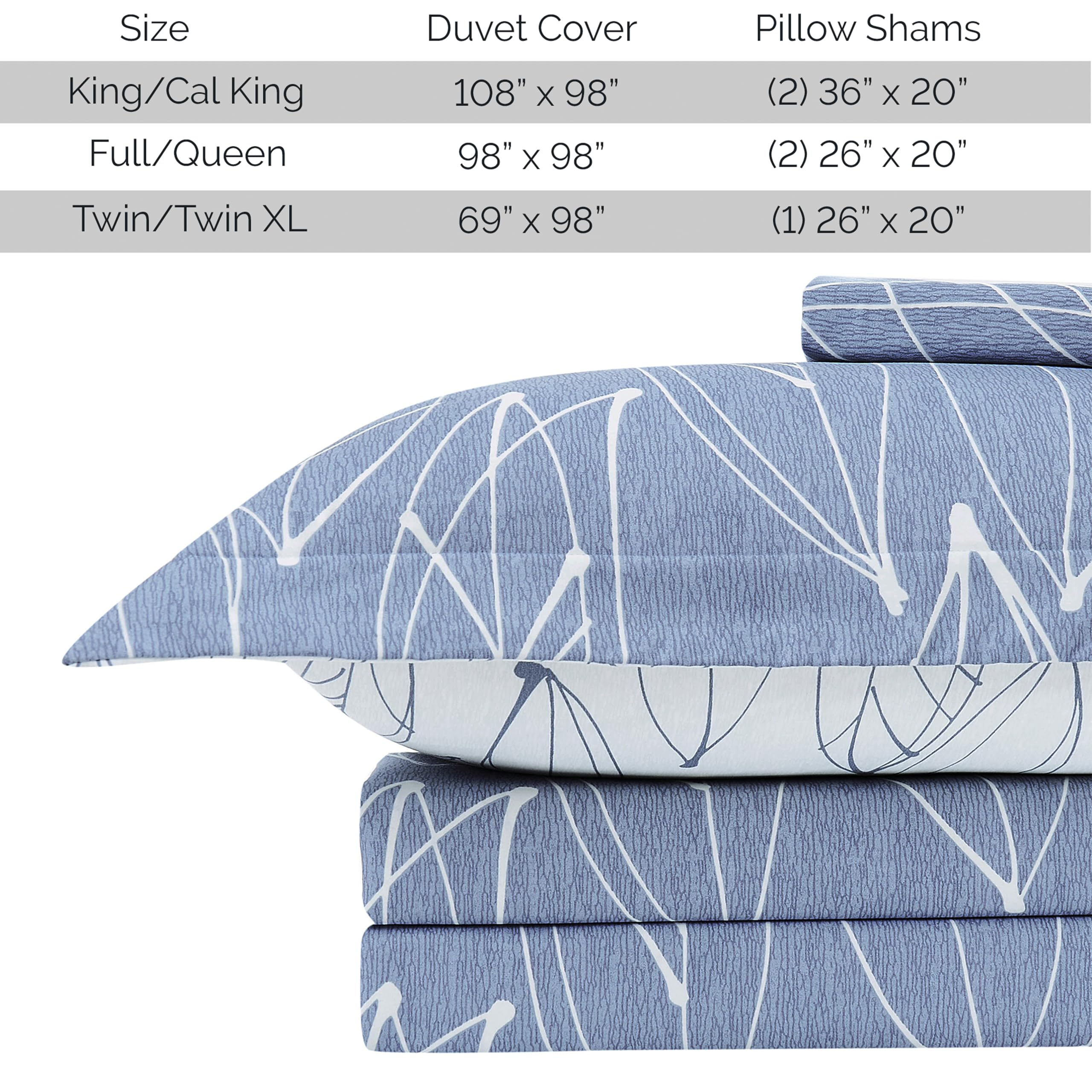 Southshore Fine Living Floral Duvet Cover Set - Reversible Queen/Full Size Hotel Quality Bedding with 2 Pillow Shams - Modern Foliage Blue Design - Easy Care & Wrinkle Resistant - Perfect for Guest Rooms, Master Bedrooms & Luxury Home Decor