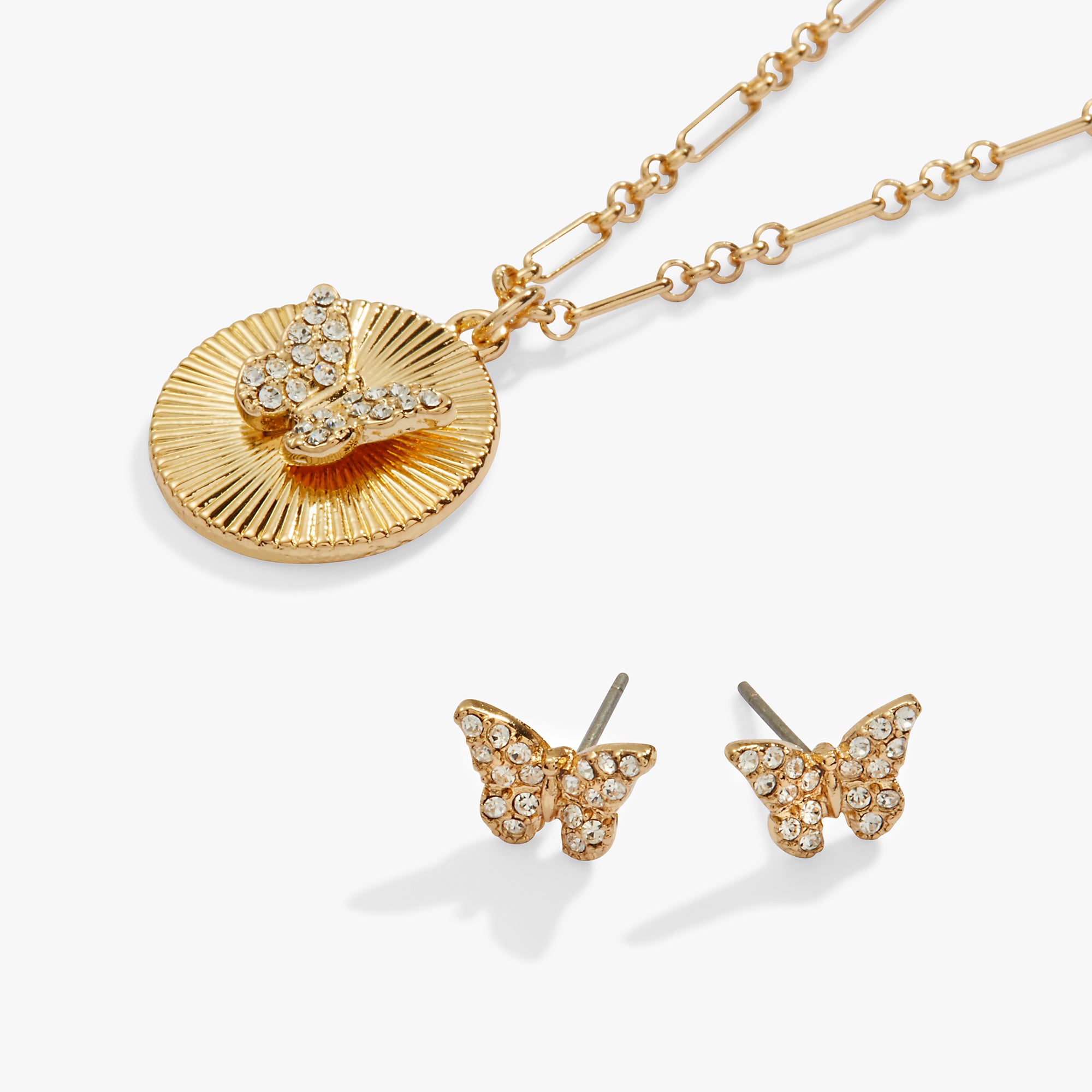 Butterfly Charm Necklace and Stud Earrings Gift Set for Women - Elegant Jewelry Set for Birthday, Anniversary & Valentine's Day Gifts - Perfect for Everyday Wear & Special Occasions