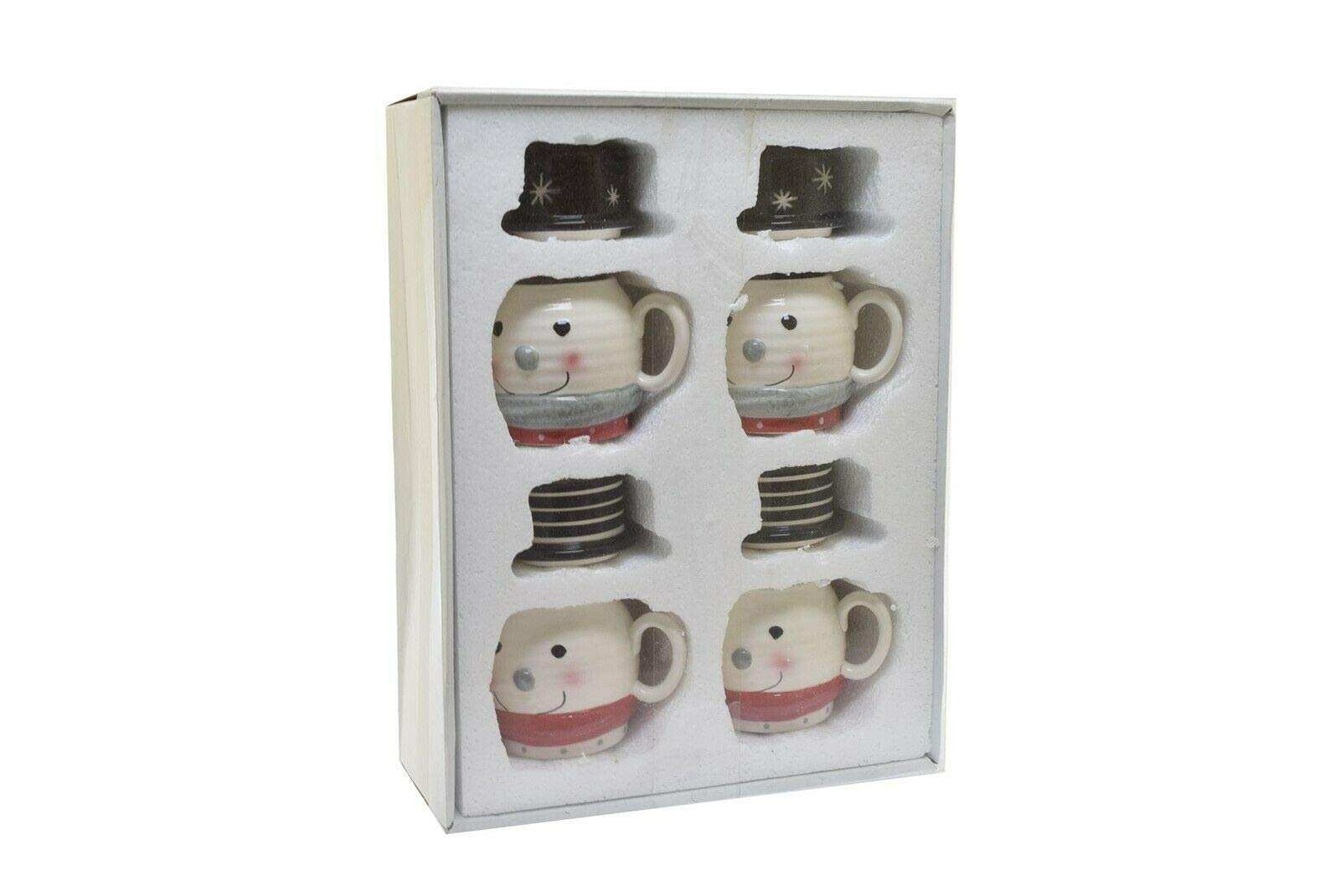 Midwest Seasons Snowman Mugs with Top Hat Lid - Set of 4 Christmas Coffee Cups for Hot Cocoa, Tea & Holiday Decorations - Perfect for Winter Parties, Gift Giving & Cozy Home Decor