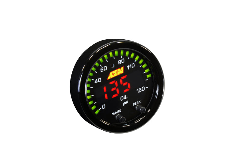 AEM X Series 0-150 PSI Oil Pressure Gauge Kit - High Performance Engine Monitoring for Racing, Off-Road & Classic Cars
