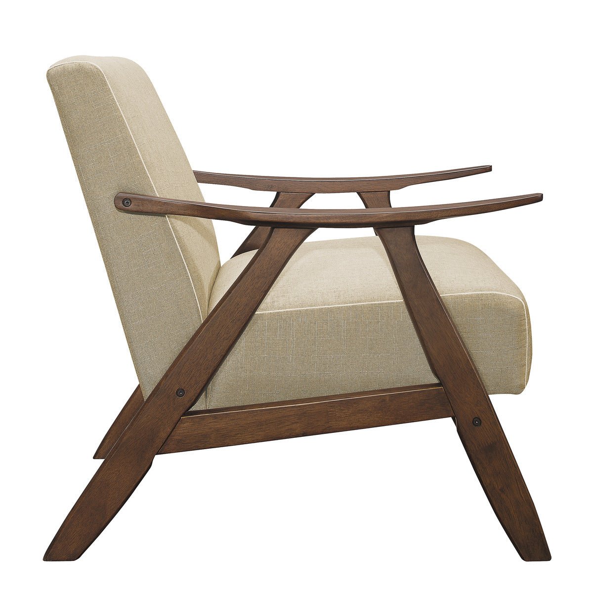Damala Beige Accent Chair - Modern Upholstered Lounge Chair for Living Room, Bedroom & Office - Comfortable Reading Chair with Sturdy Metal Legs