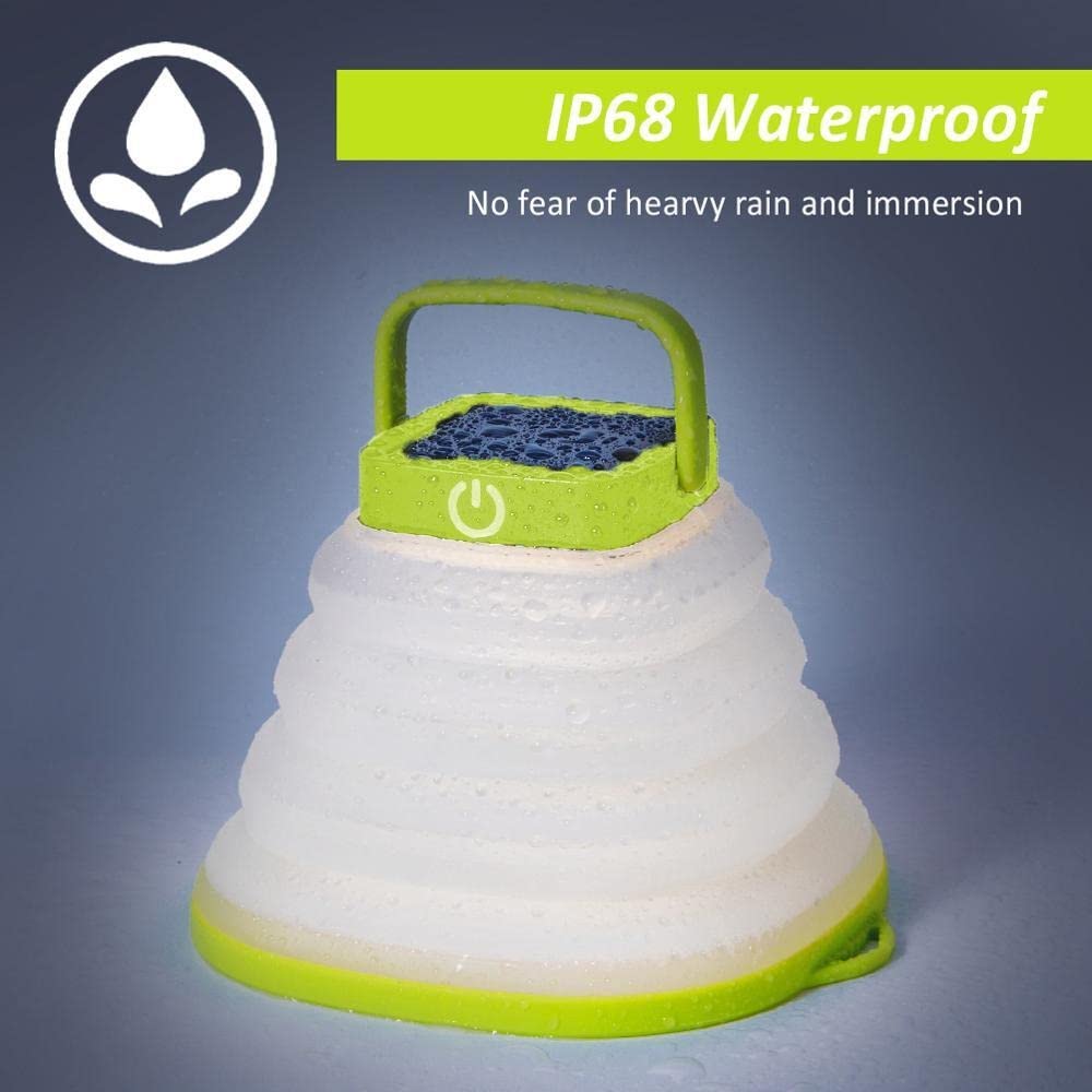 Solar Powered LED Camping Lantern - Portable Waterproof Hanging Light for Outdoor, Tent, Emergency & Street Use with USB/Solar Charging, Collapsible Design (1-Pack)