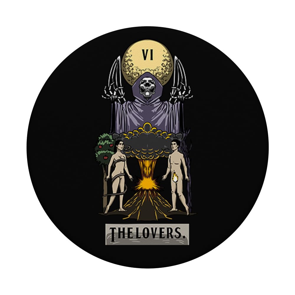 Gothic Lovers Card Retro Dark Symbol Devilish PopSockets Swappable PopGrip - Unique Goth Gift for Couples, Phone Accessory for iPhone & Android - Perfect for Valentine's Day & Alternative Lifestyle