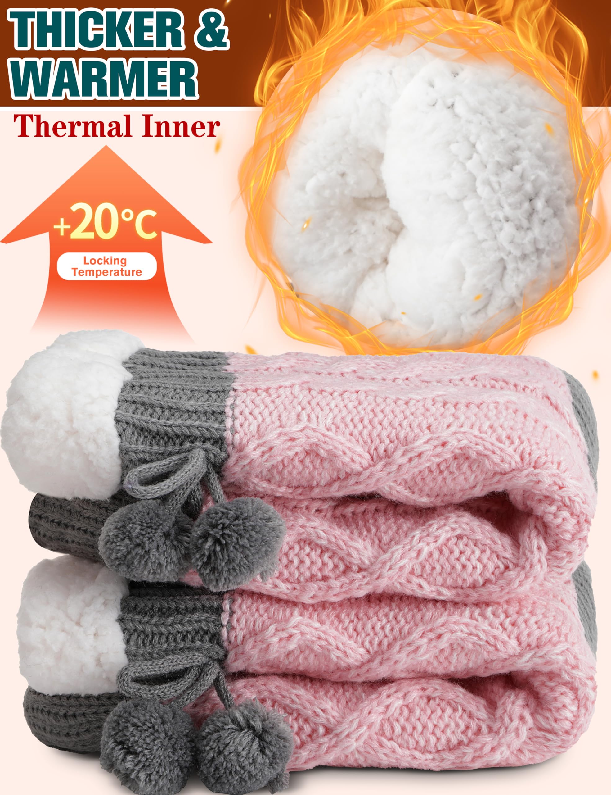 Women's Fuzzy Non-Slip Winter Slipper Socks - Warm Fleece for Home & Travel