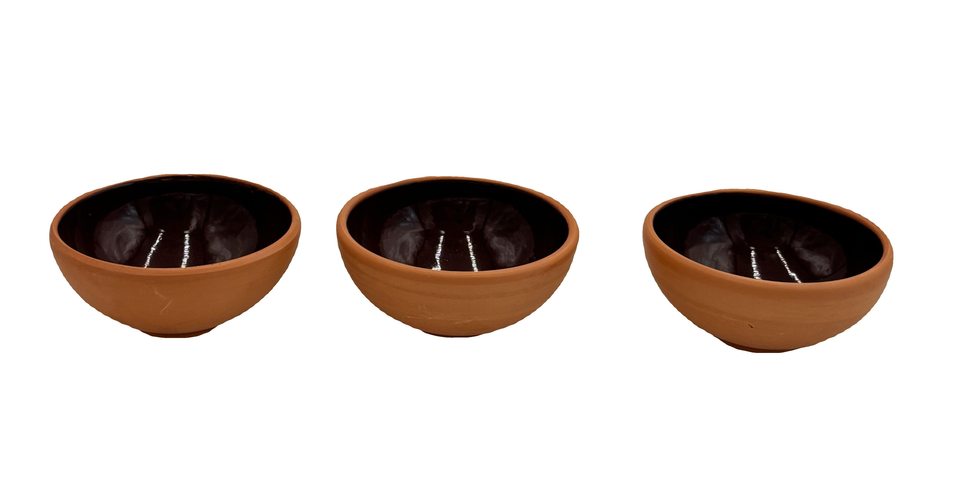 3-Piece Ceramic Clay Bowl Set - 4.5x3 Inches - Handcrafted Stoneware for Serving, Mixing & Food Prep - Perfect for Salads, Snacks & Home Decor