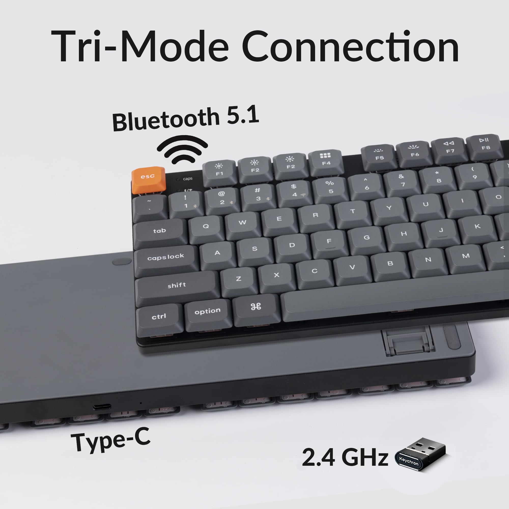 Keychron K13 Max Low-Profile Wireless RGB Mechanical Keyboard - Bluetooth/2.4GHz/Wired, QMK/VIA Programmable, TKL with Numpad for Mac/Windows/Linux - Perfect for Gaming, Coding & Office Work