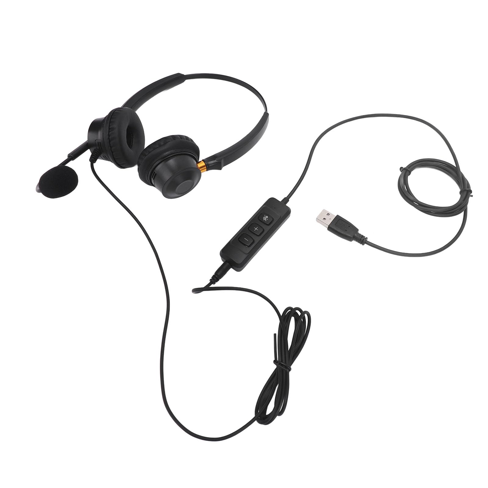 Topiky Noise Canceling USB Headset with Adjustable Volume & Long Cable - Dual Ear Office Telephone Headset for Call Center, Customer Service & Remote Work (PC/Laptop Compatible)