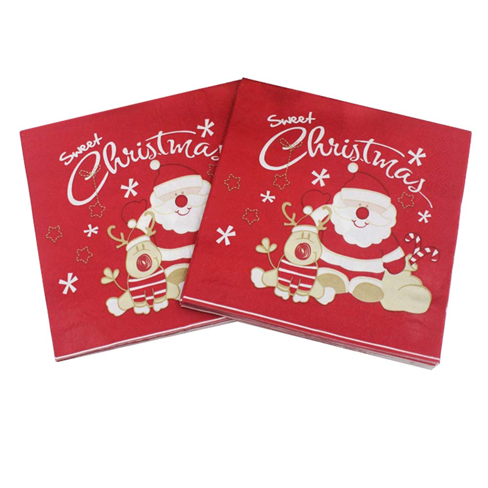 Christmas Disposable Napkins - 40 Pcs Lovely Elk Pattern Holiday Dinner Tissue for Xmas Party, Thanksgiving, New Year & Winter Celebrations - Perfect for Festive Table Decorations, Family Gatherings & Office Parties